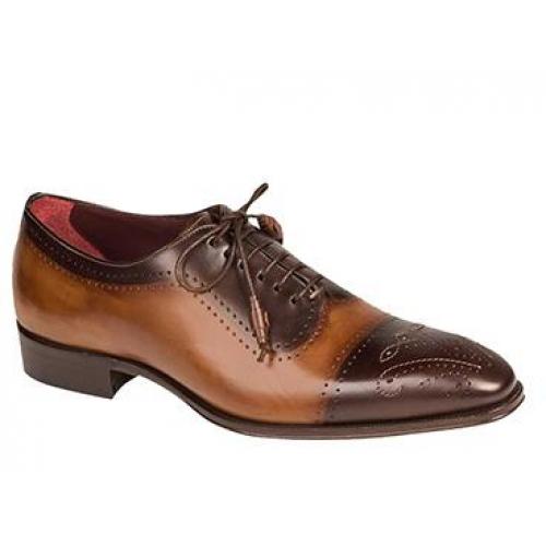 Mezlan "Serrano" 6195 Brown / Tan Genuine Two Tone Calfskin Oxford Shoes